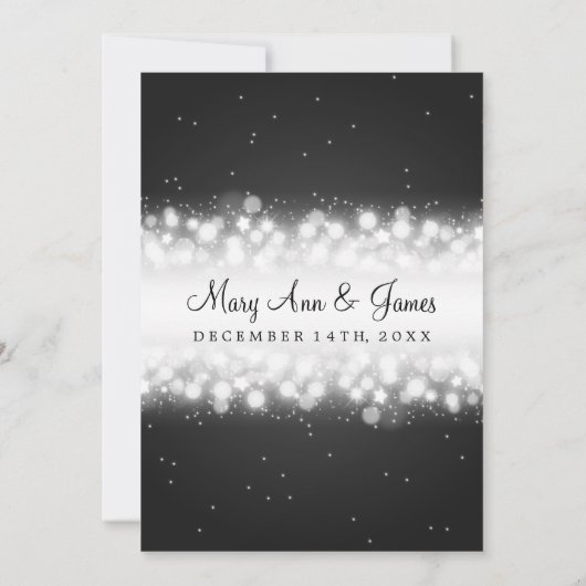 Elegant Wedding Magic Sparkle Black Kaart (Achterkant)