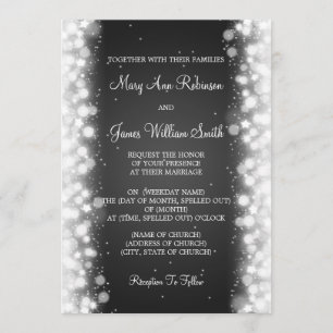 Elegant Wedding Magic Sparkle Black Kaart