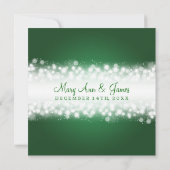 Elegant Wedding Magic Sparkle Green Kaart (Achterkant)