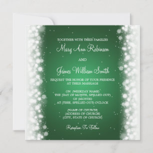 Elegant Wedding Magic Sparkle Green Kaart