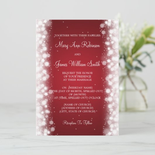 Elegant Wedding Magic Sparkle Red Kaart (Staand voorkant)