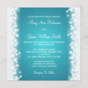 Elegant Wedding Magic Sparkle Turquoise Kaart