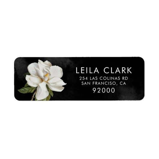 Elegant Wedding Magnolia Return Address Label (Voorkant)