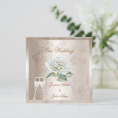 Elegant Wedding Marble Roos Cream White Champagne Kaart (Staand voorkant)