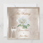 Elegant Wedding Marble Roos Cream White Champagne Kaart (Voorkant)