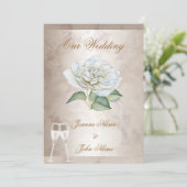 Elegant Wedding Marble Roos Cream White Champagne Kaart (Staand voorkant)