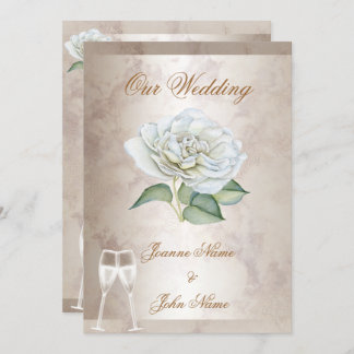 Elegant Wedding Marble Roos Cream White Champagne Kaart