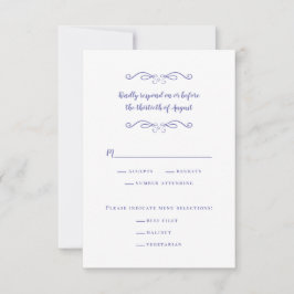Elegant Wedding Meal Blue Minimalist RSVP Kaartje
