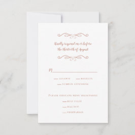 Elegant Wedding Meal White & Roos Pink Minimalist RSVP Kaartje