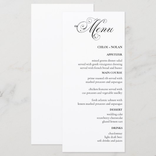 Elegant Wedding Menu (Voorkant / Achterkant)