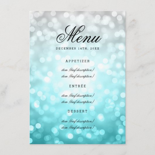 Elegant Wedding Menu Beach Ombre Glitter Lights (Voorkant)