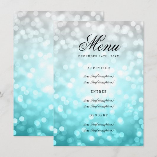 Elegant Wedding Menu Beach Ombre Glitter Lights (Voorkant / Achterkant)