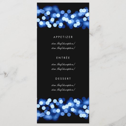 Elegant Wedding Menu Blue Hollywood Glam (Voorkant)