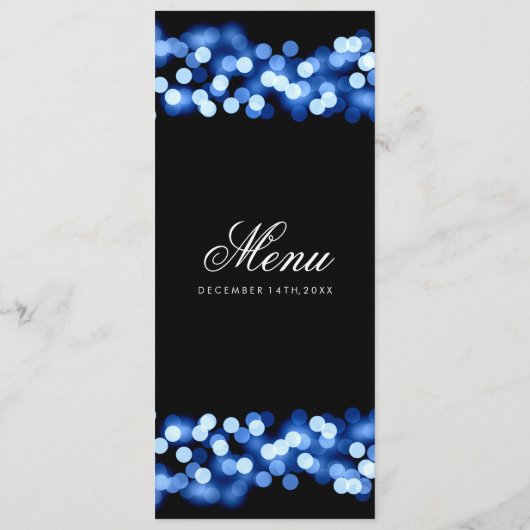 Elegant Wedding Menu Blue Hollywood Glam (Achterkant)
