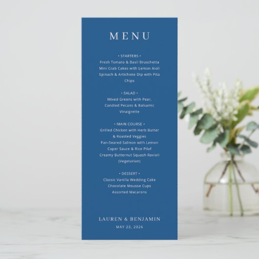 Elegant Wedding Menu Card (Staand voorkant)
