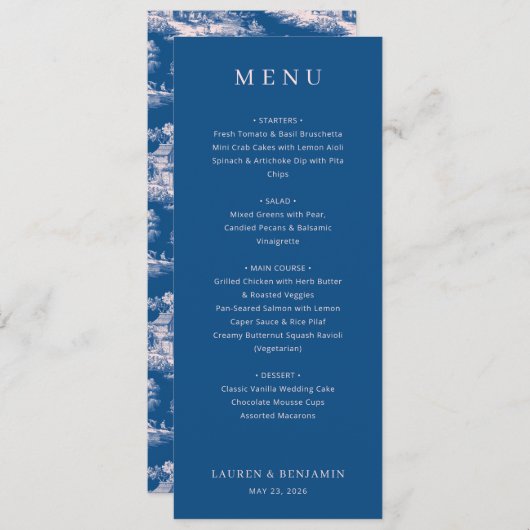Elegant Wedding Menu Card (Voorkant / Achterkant)