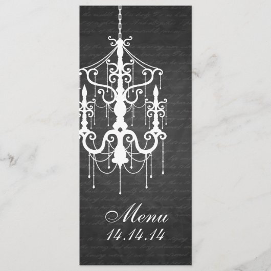 Elegant Wedding Menu Chandelier Black (Voorkant)