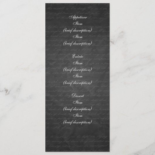 Elegant Wedding Menu Chandelier Black (Achterkant)