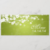 Elegant Wedding Menu Cherry Blossom Lime Green (Voorkant)