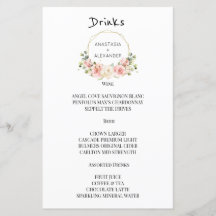 Elegant WEDDING MENU drink.