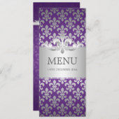 Elegant Wedding Menu Fleur De Lis Paars (Voorkant / Achterkant)
