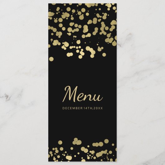 Elegant Wedding Menu Gold Foil Confetti (Achterkant)