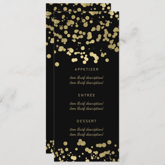 Elegant Wedding Menu Gold Foil Confetti (Voorkant / Achterkant)