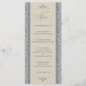 Elegant Wedding Menu in Blue en Beige (Voorkant)