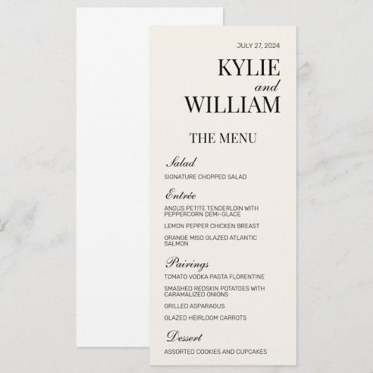 Elegant Wedding Menu Invoegen (Voorkant / Achterkant)