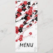 Elegant Wedding Menu Japanse Bloemen Rood (Voorkant)