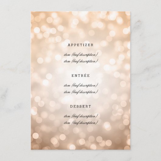 Elegant Wedding Menu Koper Glitter Lights (Voorkant)