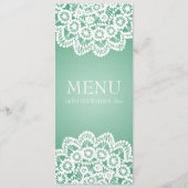 Elegant Wedding Menu  Lace Mint Green (Voorkant)