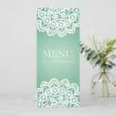 Elegant Wedding Menu  Lace Mint Green (Staand voorkant)