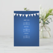 Elegant Wedding Menu Love Bunting Blue (Staand voorkant)