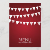 Elegant Wedding Menu Love Bunting Red (Achterkant)