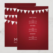 Elegant Wedding Menu Love Bunting Red (Voorkant / Achterkant)