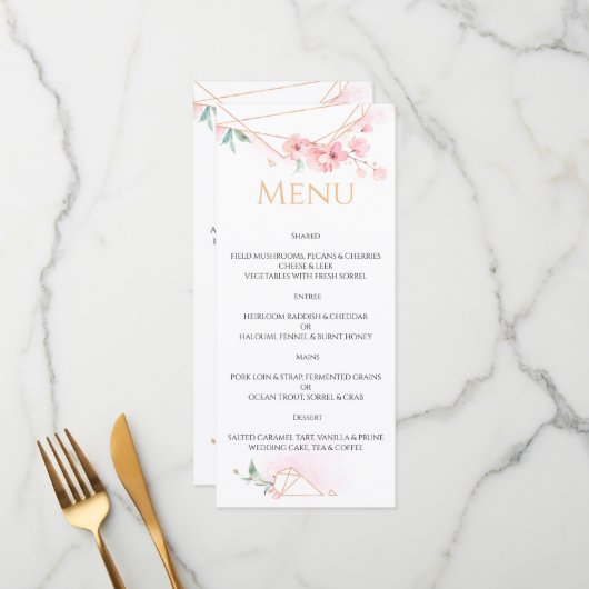 Elegant WEDDING MENU. Menu (Voorkant / Achterkant in situ)