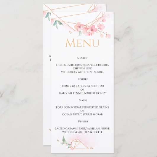 Elegant WEDDING MENU. Menu (Voorkant / Achterkant)