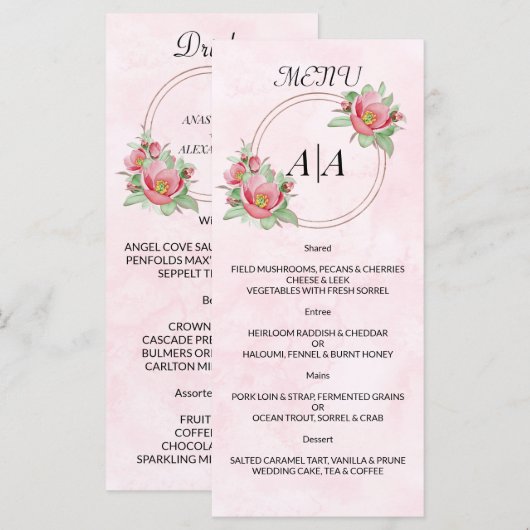 Elegant WEDDING MENU. Menu (Voorkant / Achterkant)
