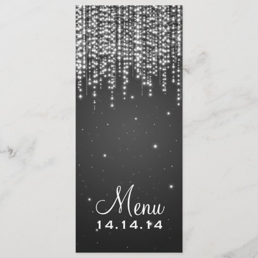 Elegant Wedding Menu Night Dazzle Black (Voorkant)