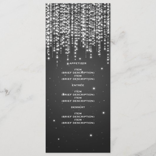 Elegant Wedding Menu Night Dazzle Black (Achterkant)