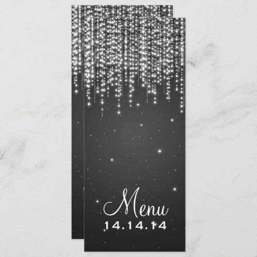 Elegant Wedding Menu Night Dazzle Black (Voorkant / Achterkant)