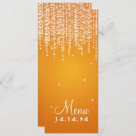 Elegant Wedding Menu Night Dazzle Oranje (Voorkant / Achterkant)