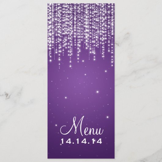Elegant Wedding Menu Night Dazzle Paars (Voorkant)