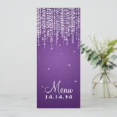 Elegant Wedding Menu Night Dazzle Paars (Staand voorkant)