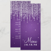 Elegant Wedding Menu Night Dazzle Paars (Voorkant / Achterkant)