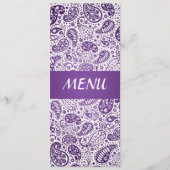Elegant Wedding Menu Paisley Pattern Paars (Voorkant)