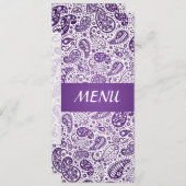Elegant Wedding Menu Paisley Pattern Paars (Voorkant / Achterkant)