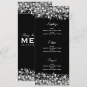 Elegant Wedding Menu Party Sparkles Silver Kaart (Voorkant / Achterkant)