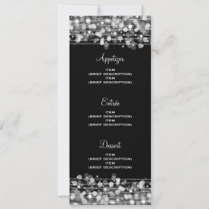 Elegant Wedding Menu Party Sparkles Silver Kaart
